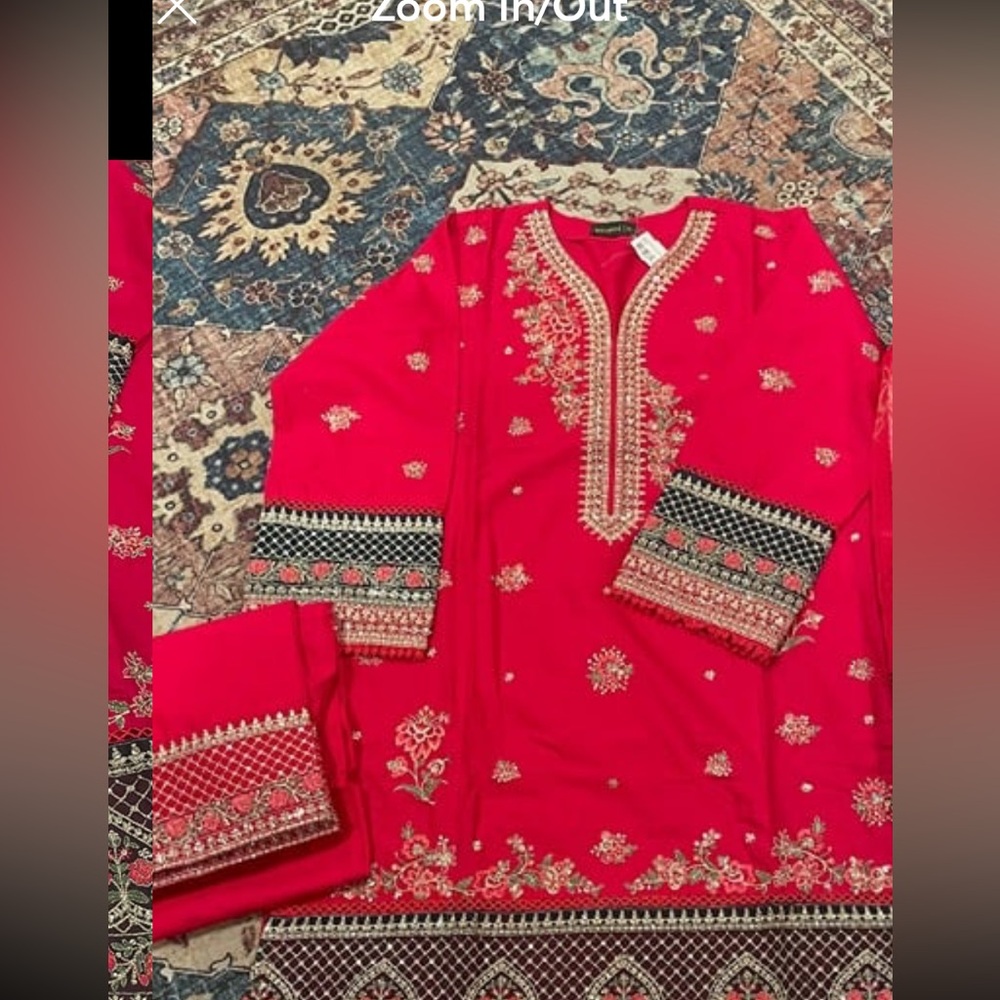 Elegant Red Embroidered Kurta Set